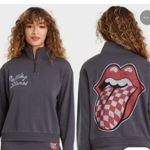 The Rolling Stones Women's Charcoal Sweatshirt with Red Logo
